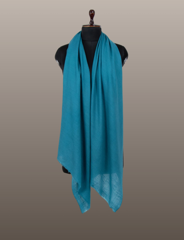 Deep Aqua Solid Pashmina - Image 4