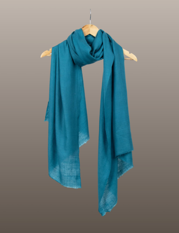 Deep Aqua Solid Pashmina - Image 3