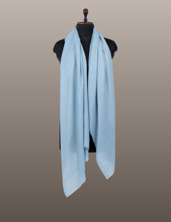 Light Grey Blue Solid Pashmina - Image 4