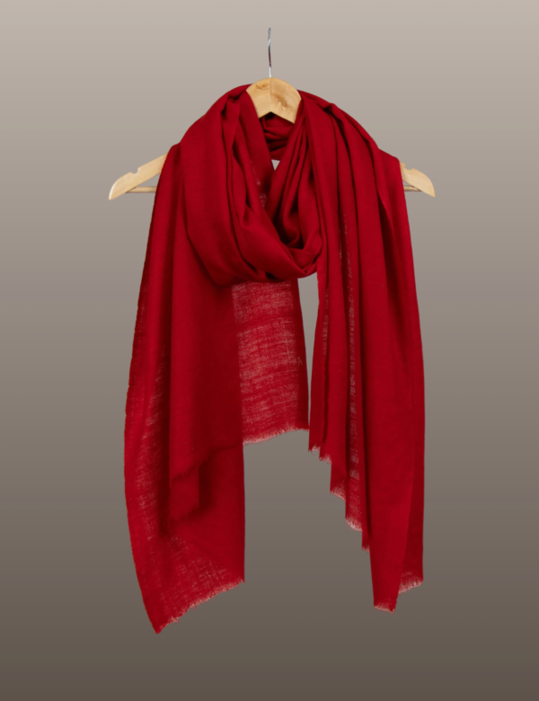 Dark Red Solid Pashmina - Image 3
